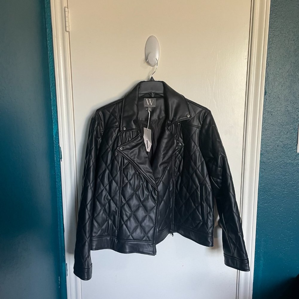 NWT Quilted Imitation Leather Plus Size Moto Jacket 3X - Picture 2 of 9